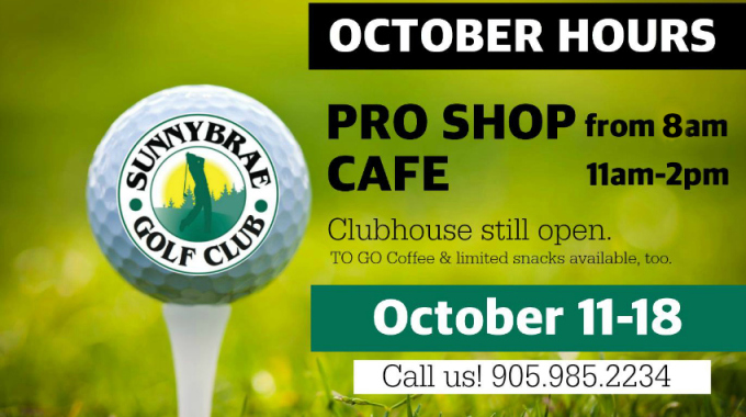 Sunnybrae Golf Club October 2015 Hours