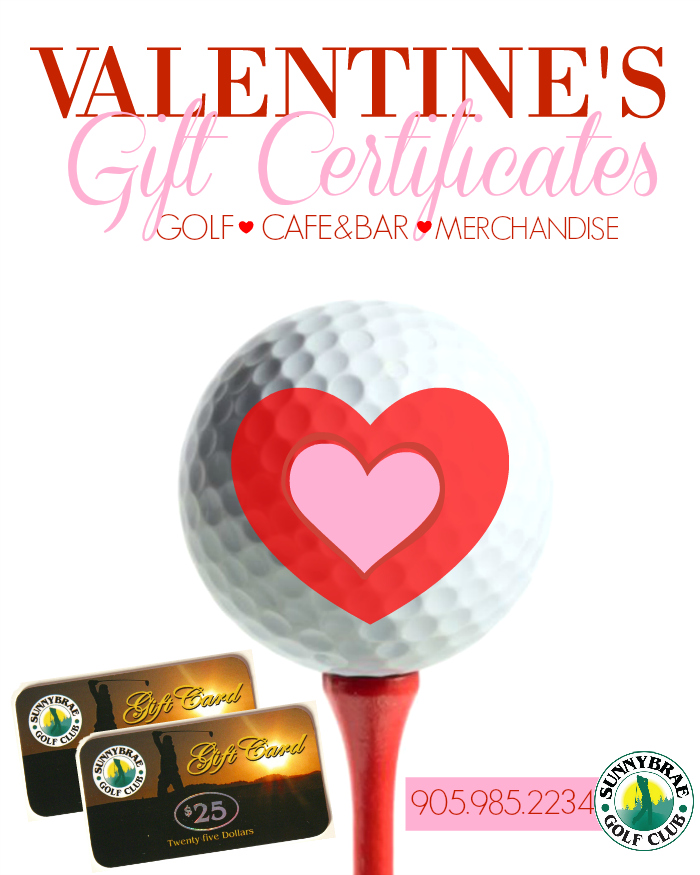 Valentine's Day Gift Certificates from Sunnybrae Golf Club